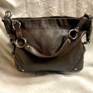 Coach F15251 Carly Brown Pebbled Leather Hobo Bag / Purse